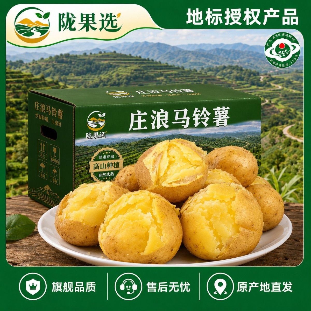 【地标授权】6斤庄浪马铃薯甘肃高原沙面土豆新鲜黄皮洋芋蔬菜