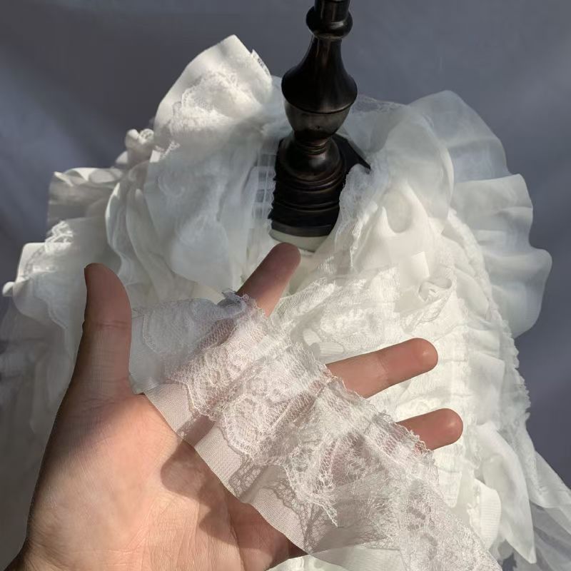 6cm白色褶皱蕾丝裙摆婚纱娃娃窗帘裙子花边辅料洛丽塔手工diy加宽