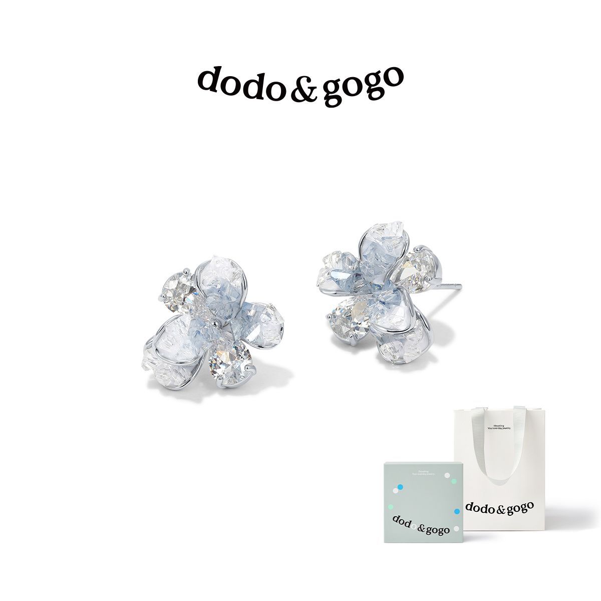 DODOGOGO立体花朵耳环法式精致耳钉大气2026春夏高级送女友礼盒