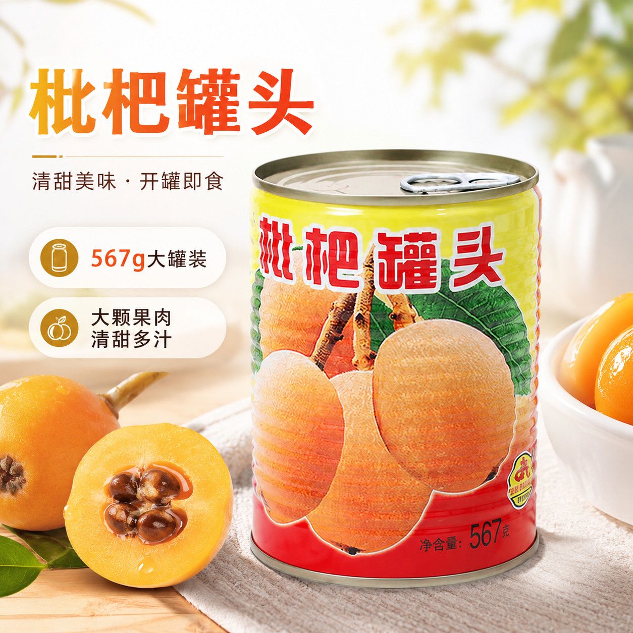 恒星枇杷罐头整箱商用烤梨新鲜水果罐头大罐567克铁罐装正品