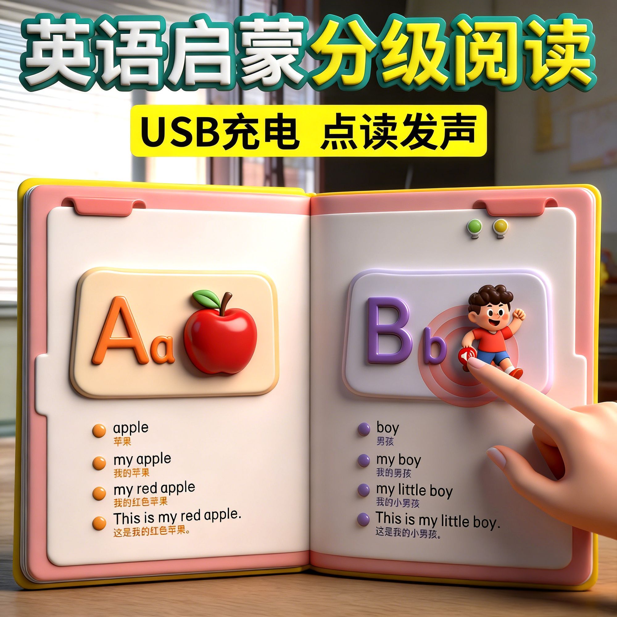 英语零基础启蒙分级阅读有声书0-9岁点读发声书学英语磨耳朵神器1