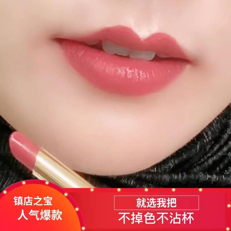 不掉色不沾杯肉桂奶茶吃土色口红防水持久保湿滋润黄皮肤豆沙色
