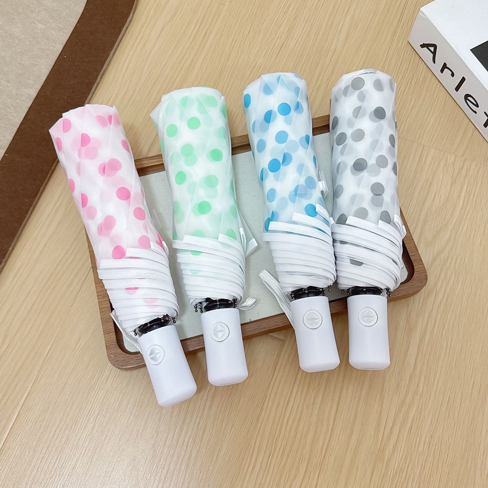折叠透明雨伞波点磨砂圆波点塑料清新全自动森系ins可爱加厚网红