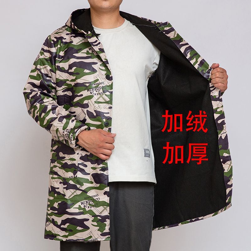 加绒加厚防水罩衣防油男女款式围裙工作服冬季加厚中长款女工作服