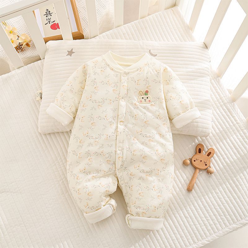 秋冬婴儿连体衣40g夹棉衣服纯棉棉服幼儿哈衣爬服加厚0-12月宝宝