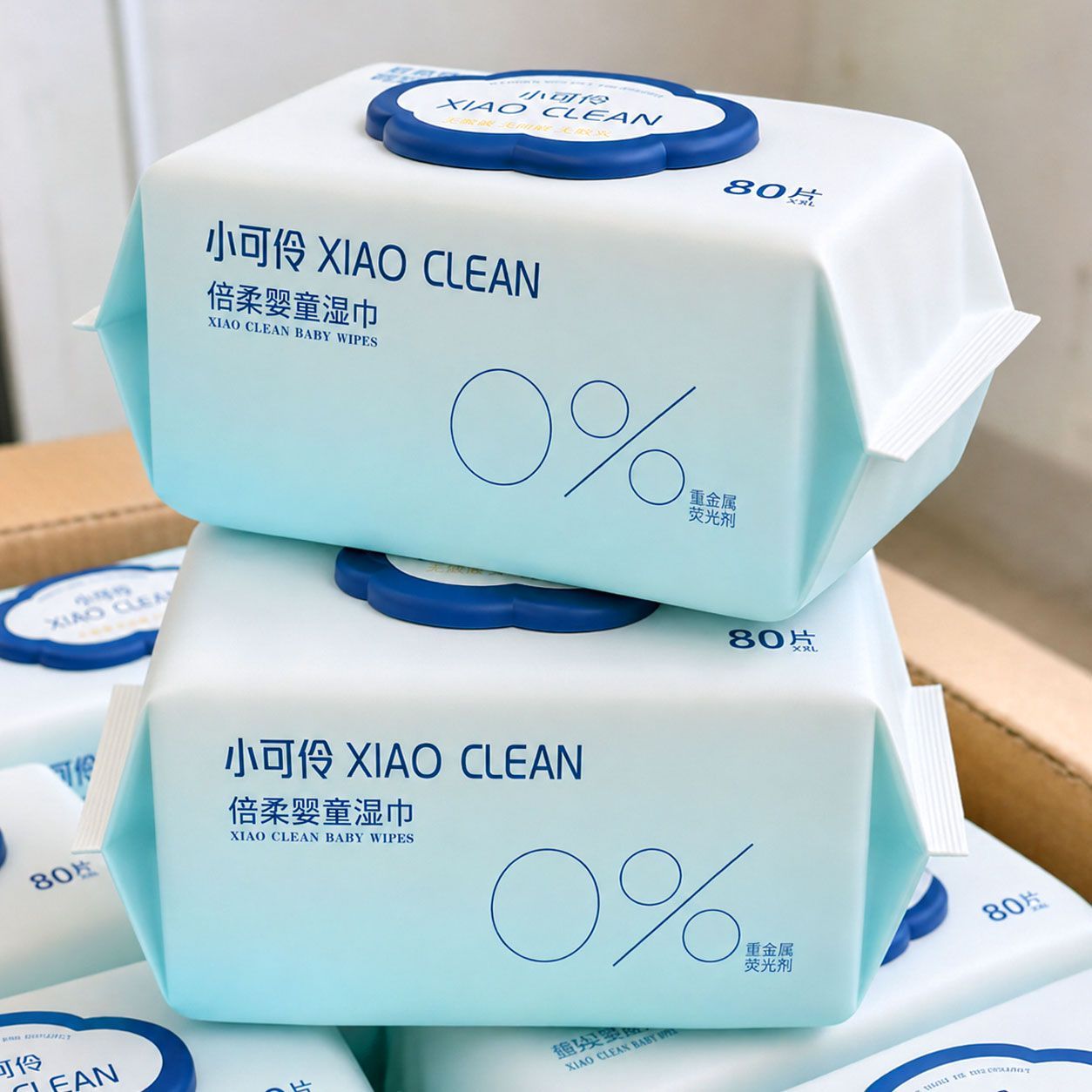 XIAO CLEAN婴儿湿巾手口专用家庭装加大加厚带盖宝宝80批发湿纸巾