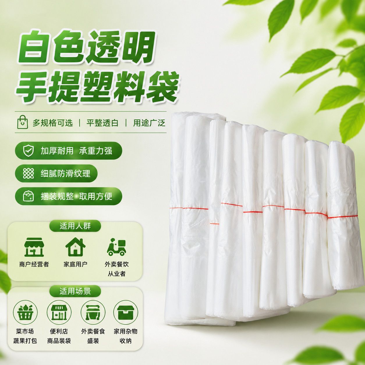 塑料袋批发白色透明塑料袋食品袋背心袋手提袋方便袋超市购物袋