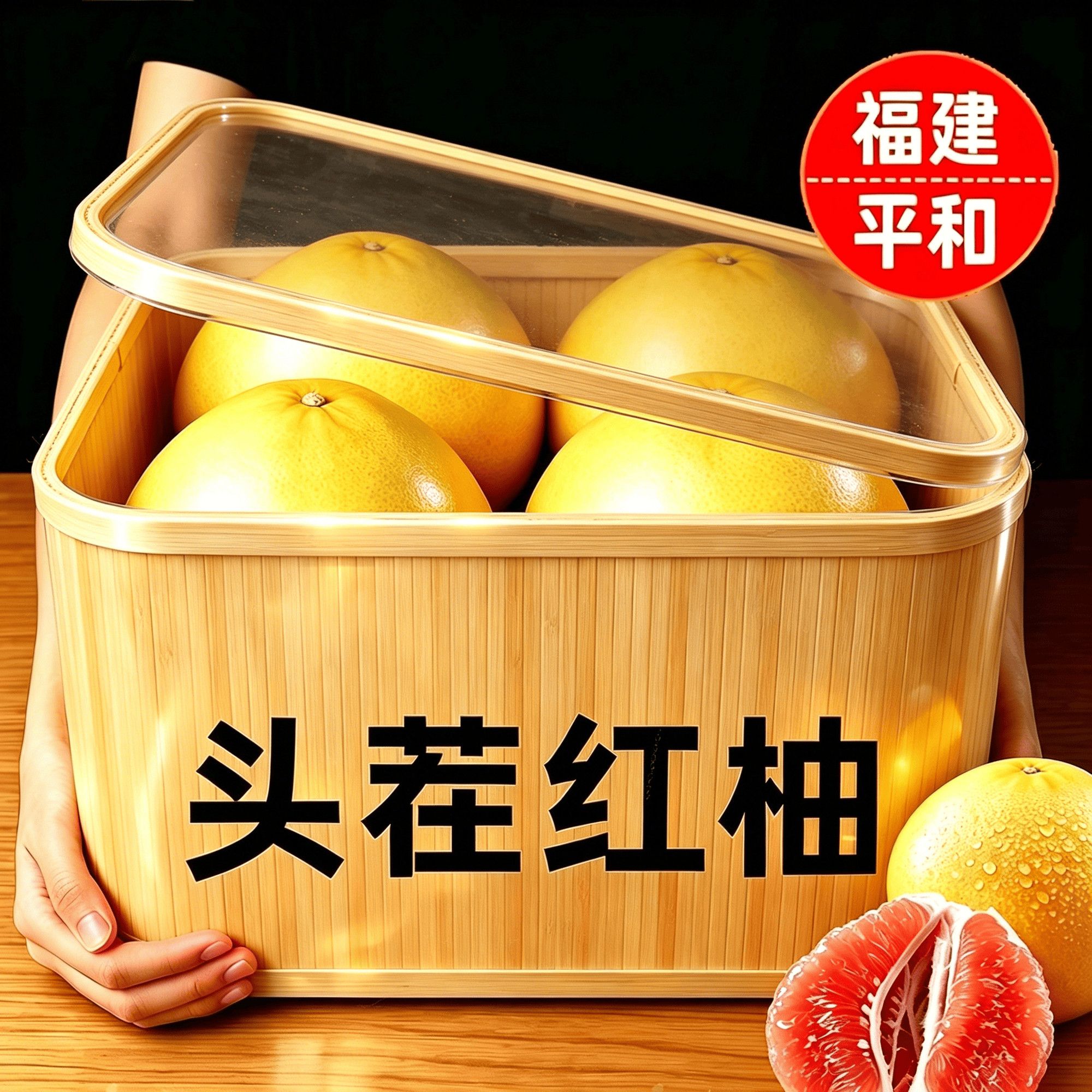正宗福建平和蜜柚三红柚柚子红心当季新鲜现摘红肉酸甜薄皮水果