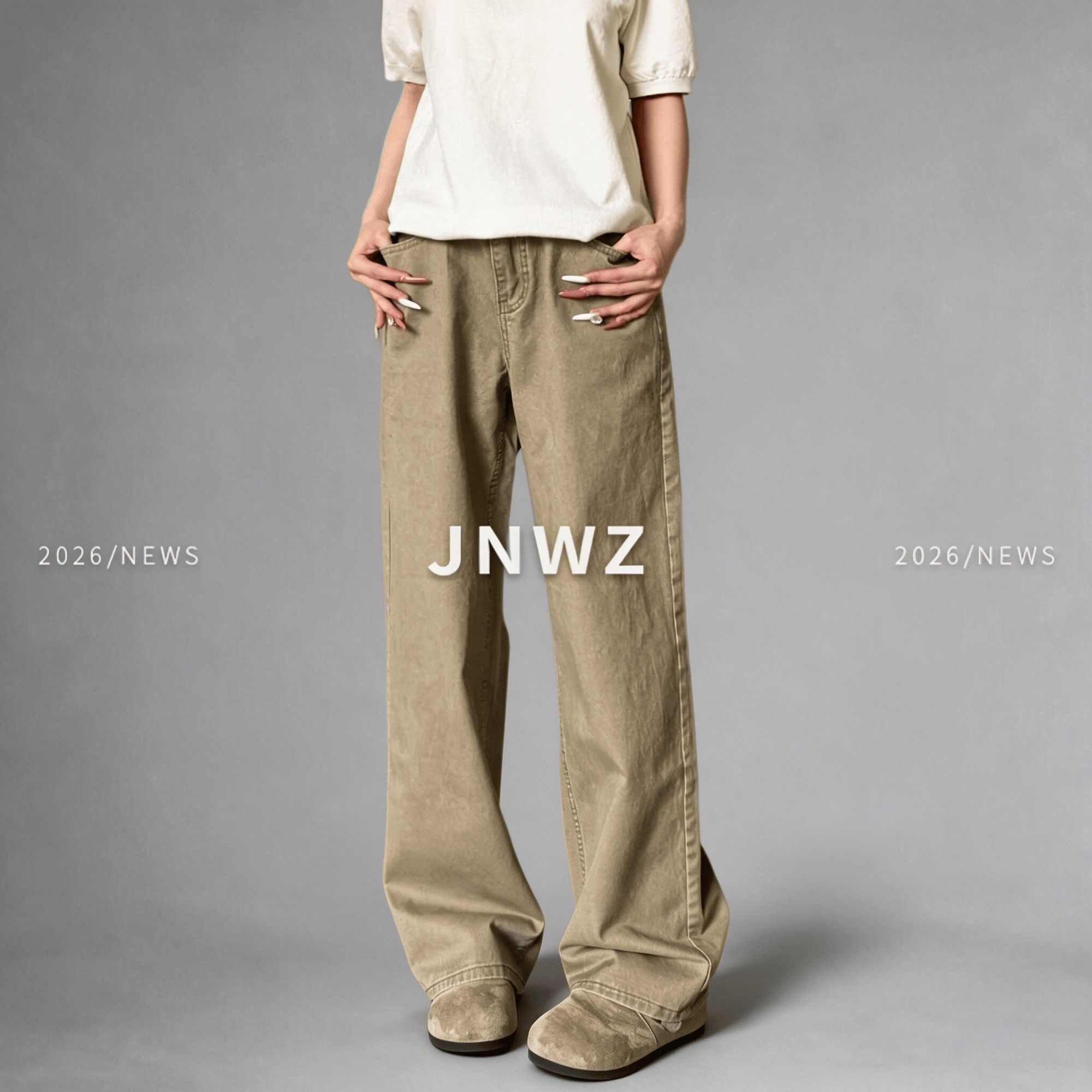 【JNWZ】春秋新款老钱风休闲阔腿裤男慵懒日常垂感透气百搭直筒裤