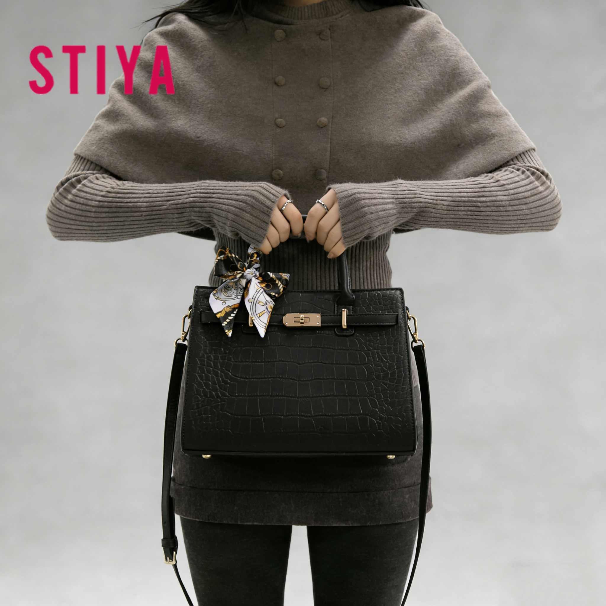 【STIYA】母亲节高级质感鳄鱼纹手提托特包女2025新款时尚百搭礼物包