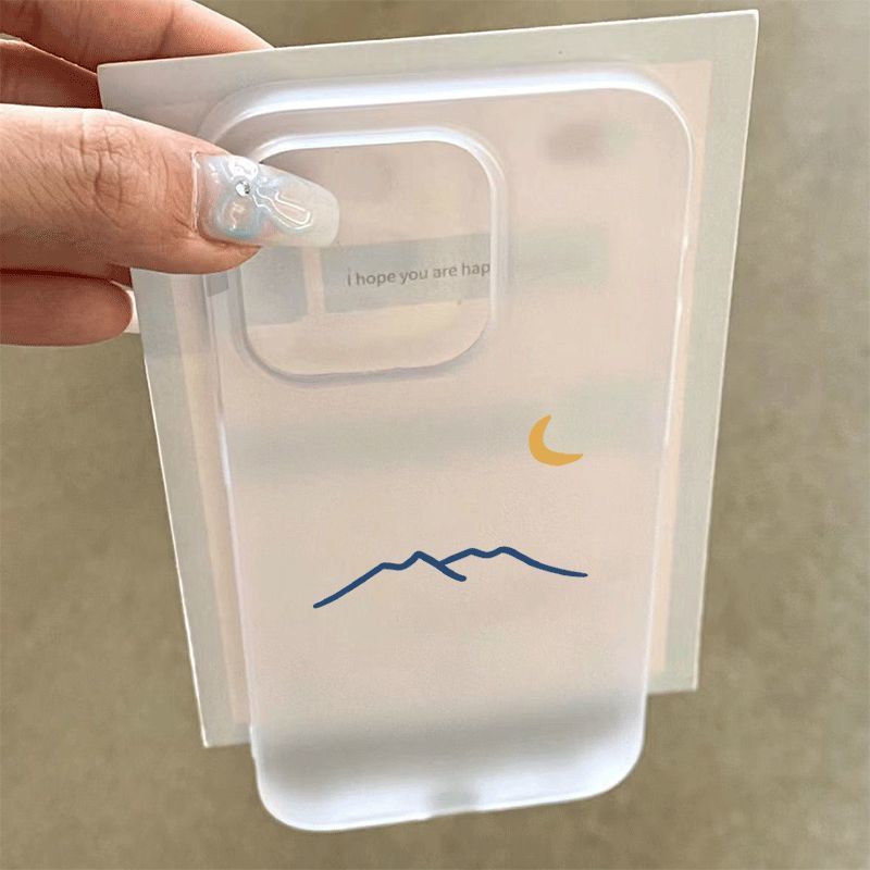 风景山脉月亮适用苹果16promax软12可爱iPhone15Plus磨砂14手机壳