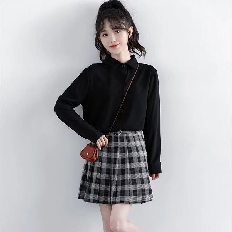 原创森女文艺jk白衬衫显瘦长袖大码上衣基础学生学院风白衬衣女