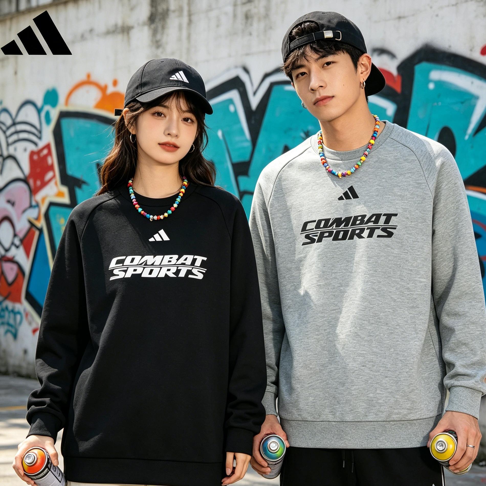 【adidas】阿迪达斯秋冬季情侣卫衣男女同款圆领套头衫长袖CLCN26CS1