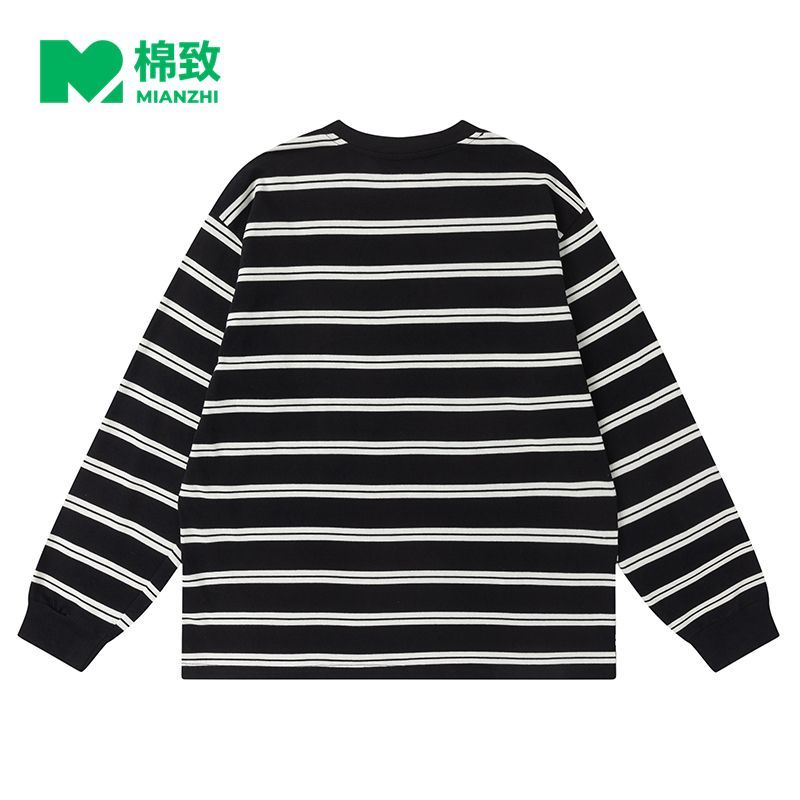 MIANZHI/棉致轻奢男装卫衣长袖条纹棉质透气宽松百搭垂顺亲肤上衣