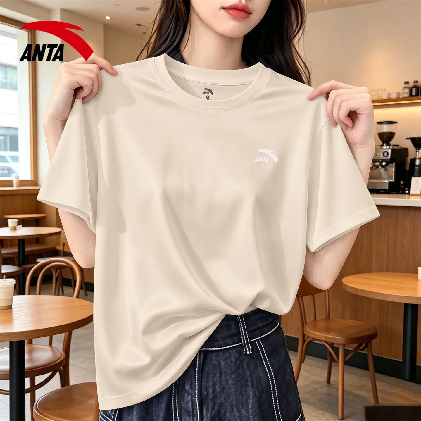 【安踏】短袖女t恤宽松薄款2026夏秋透气女款宽松运动服半袖短袖女士