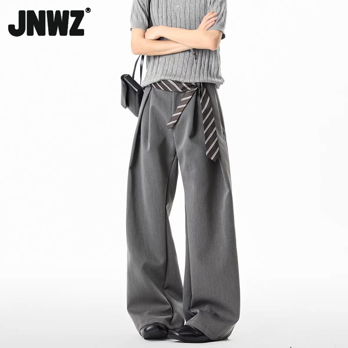 【JNWZ】高级感灰色打褶西裤男女秋季潮cleanfit垂感阔腿裤宽松休闲裤