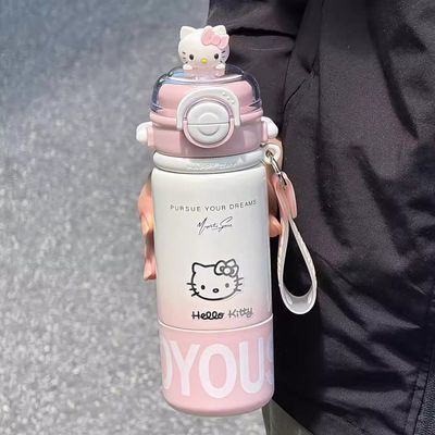 Hellokitty保温杯女生高颜值吸管杯大容量水杯子儿童学生生日礼物