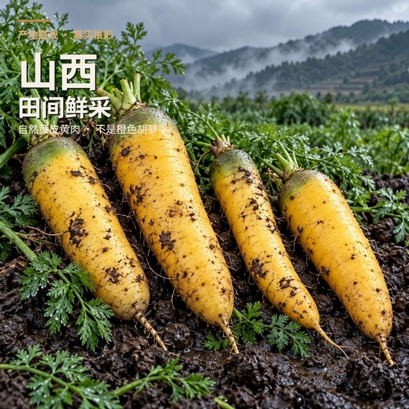 山西新鲜黄胡萝卜新疆手抓饭专用黄胡萝卜绿色农家肥蔬菜产地直发