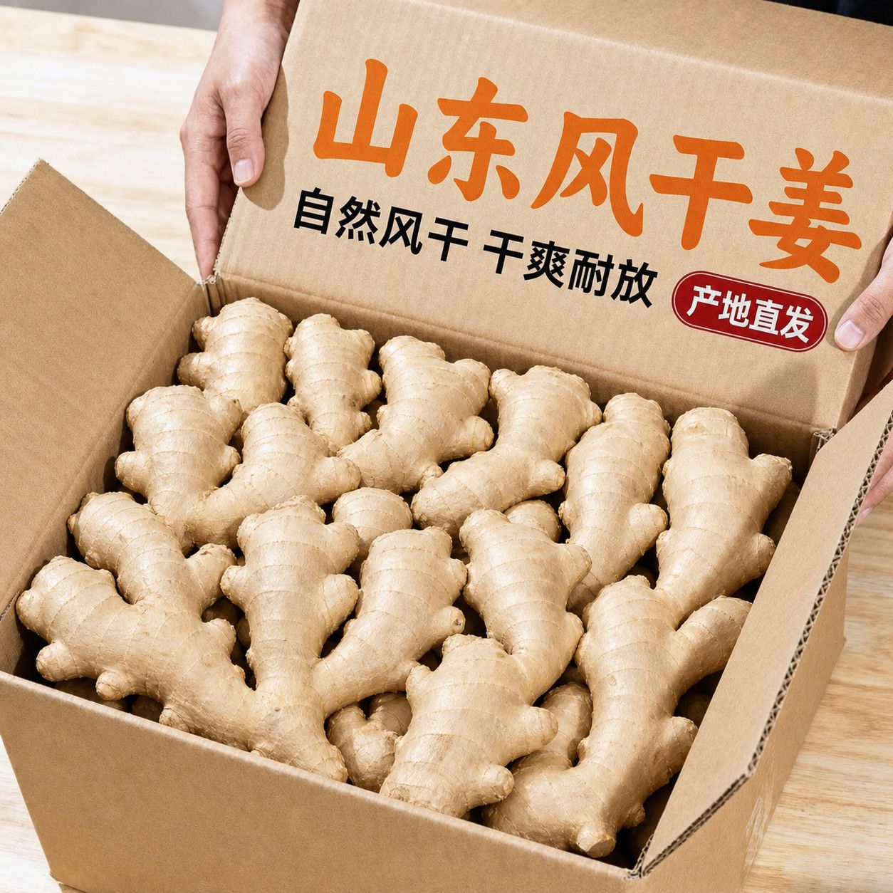 山东大姜风干姜大块单指无泥生姜老姜月子整箱批发黄姜