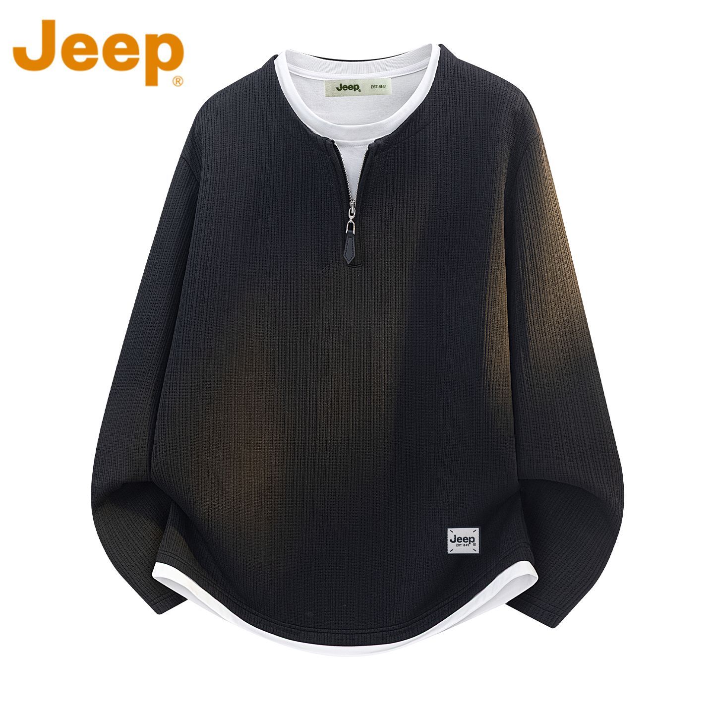 【JEEP】吉普假两件半拉链卫衣男2026秋季新款宽松休闲打底衫长袖上衣