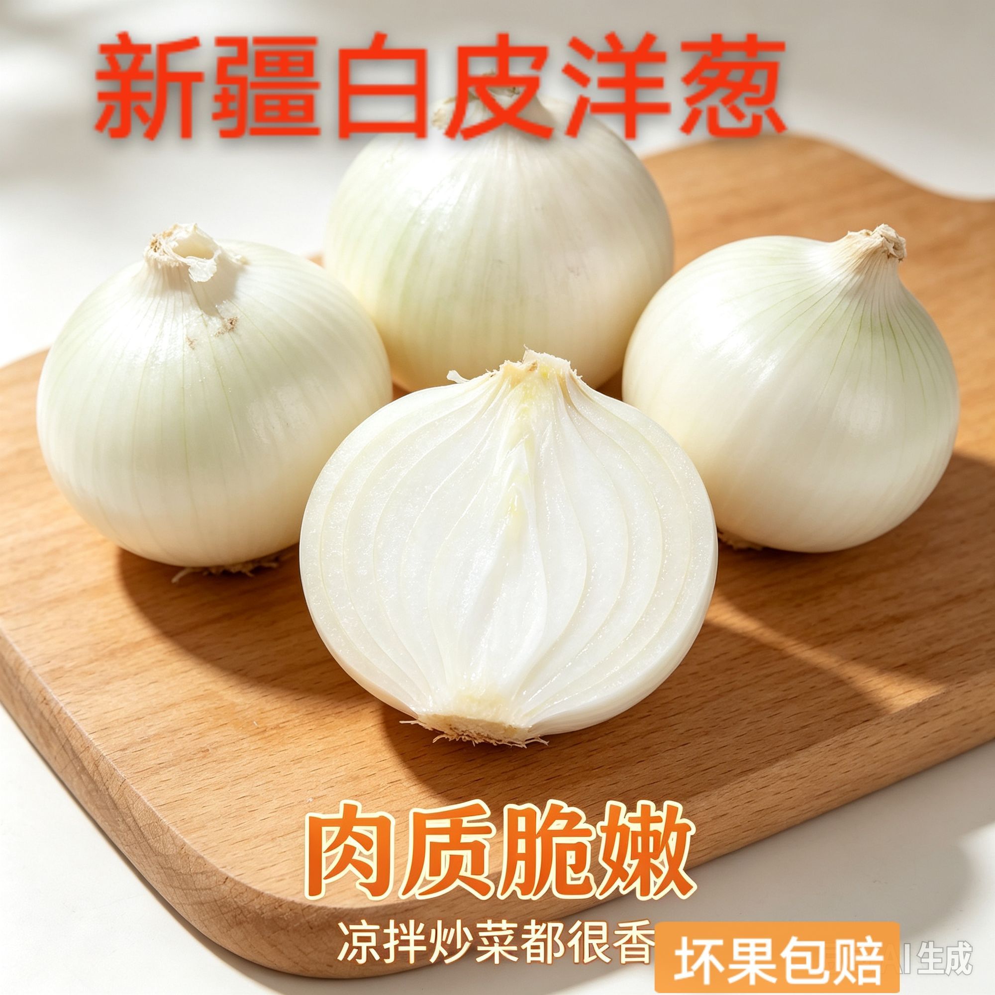 新疆直发白洋葱白皮牙子凉拌生吃味甜脆少辛辣手抓饭配菜餐饮批发