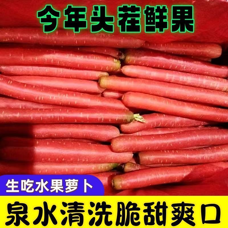 【现货速发】生吃拇指红萝卜脆甜可口新鲜现拔红皮拇指红萝卜批发