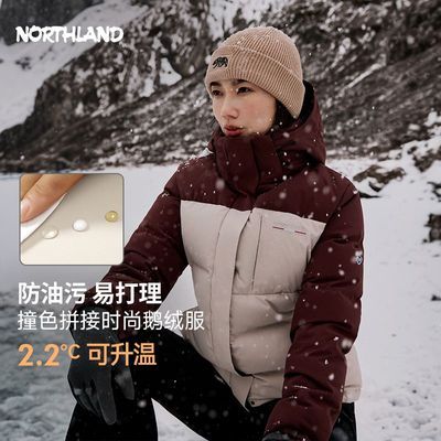 【诺诗兰】鹅绒服冬季女户外三防石墨烯保暖防风羽绒外套NDJEH2718S
