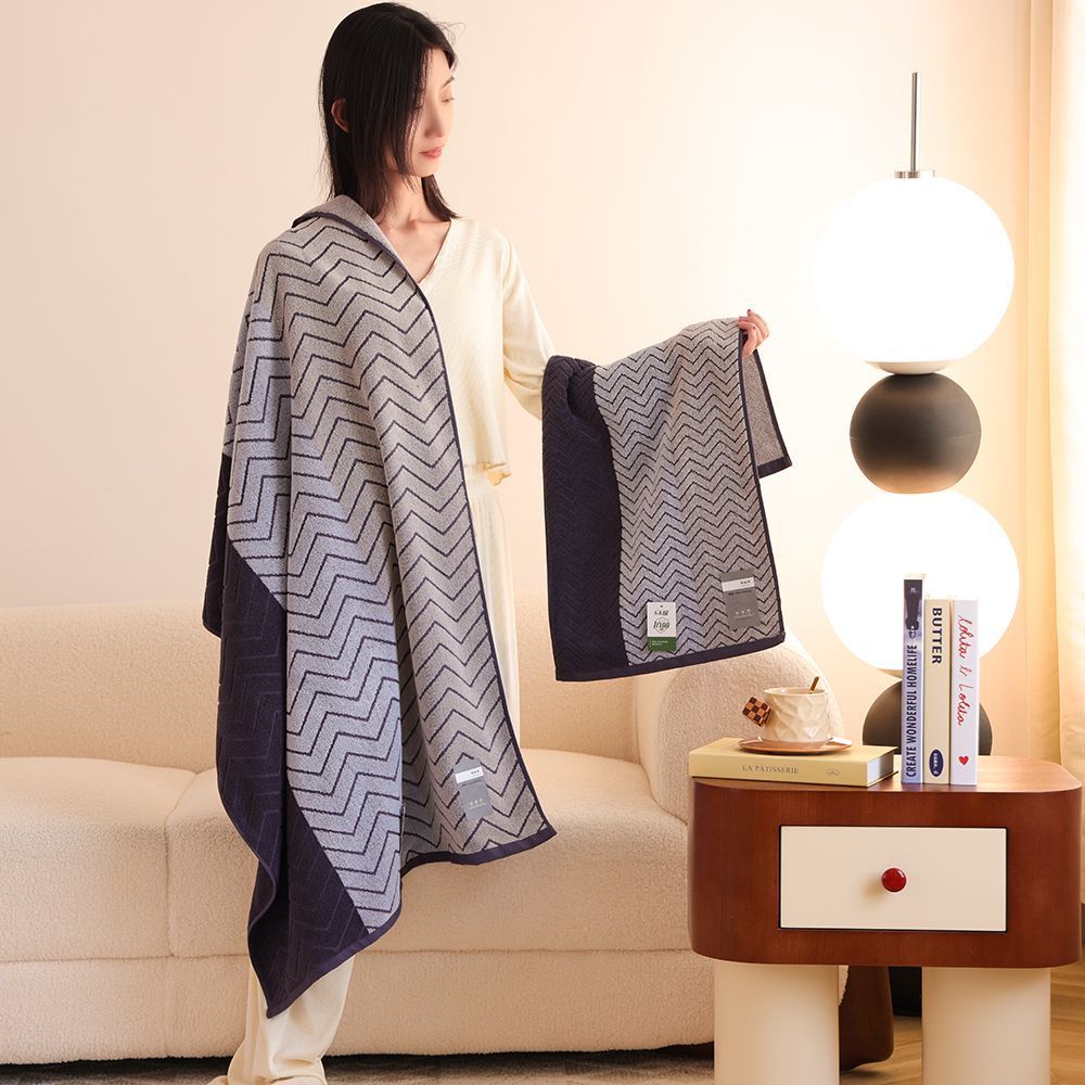 【5A抗菌】2025高档运动男士100%精梳棉浴巾条纹加厚全棉洗澡裹巾