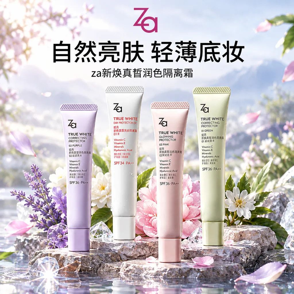 第五代Za/姬芮美白防晒隔离霜自然通勤素颜霜妆前乳保湿底妆提亮
