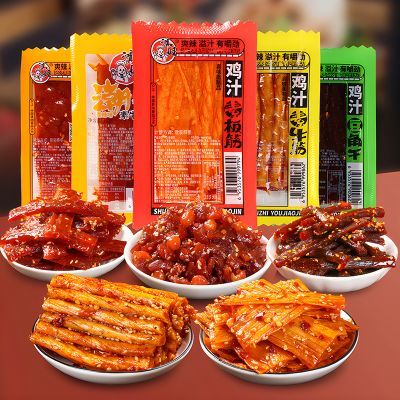 【五种辣条】素牛筋辣条豆角干8090儿时校园还久零食小包装批发
