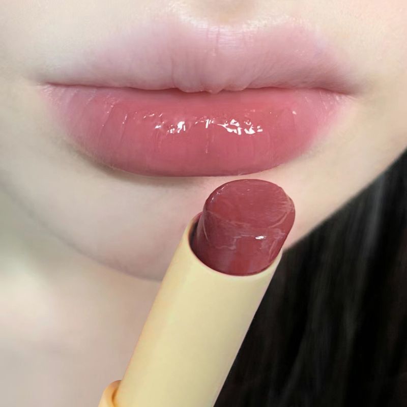 裸色奶乖嫩妹~冰美人水润镜面固体唇膏沾杯素颜显白滋润口红学生