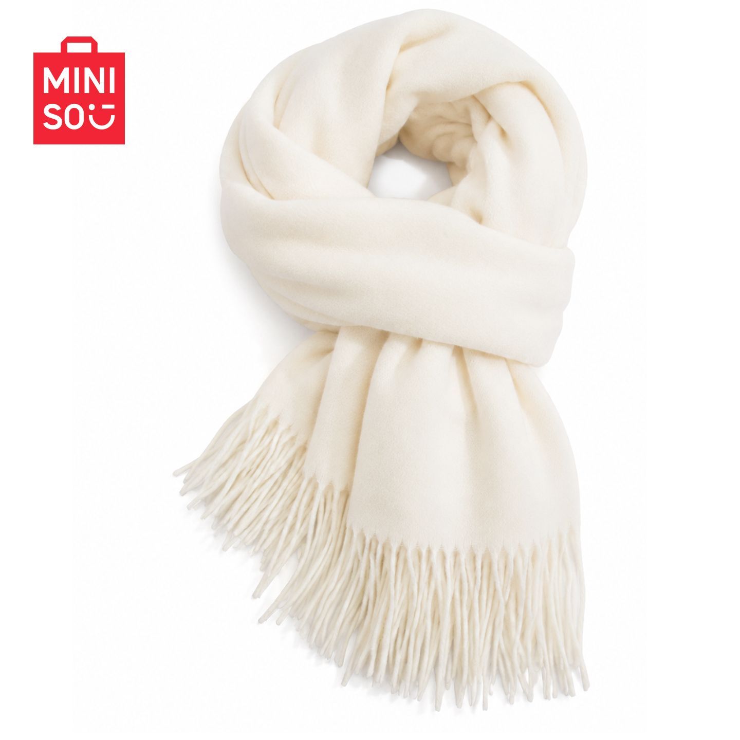【MINISO】名创优品温柔奶油色羊绒围巾秋冬显气质韩系慵懒风保暖披肩