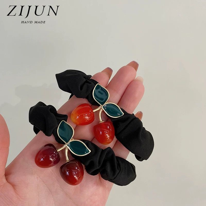 韩版新款可爱樱桃发绳高颜值发圈高弹力头绳简约橡皮筋耐用发饰品