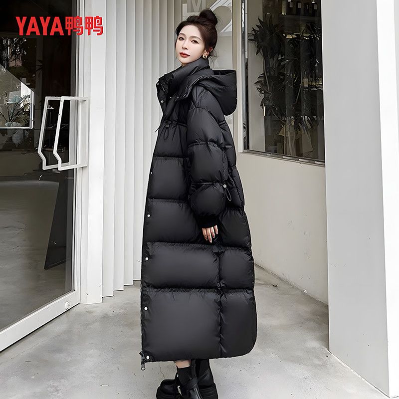 【YAYA】鸭鸭佟丽娅同款羽绒服女鸭绒中长款过膝连帽加厚保暖女士外套