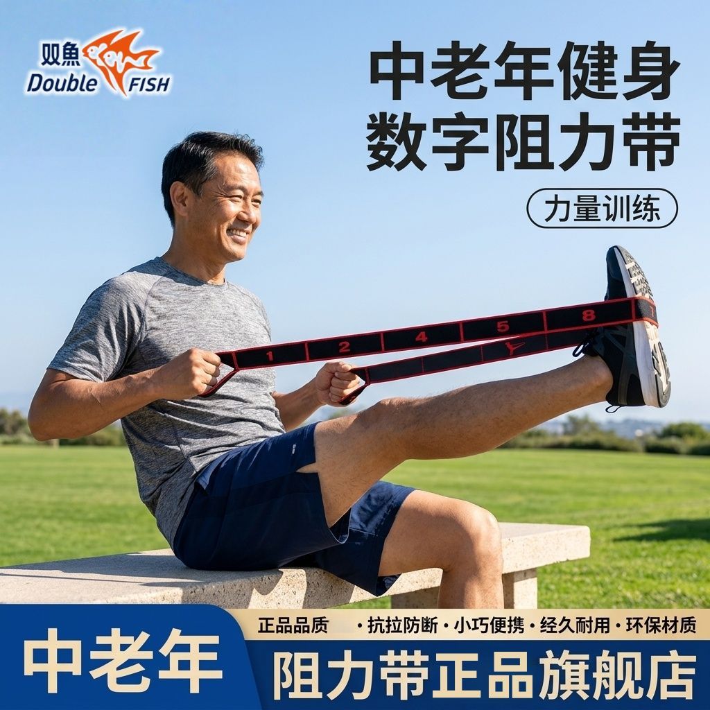【双鱼】瑜伽弹力带专业级多档阻力带中老年专用专用弹性分段伸展带