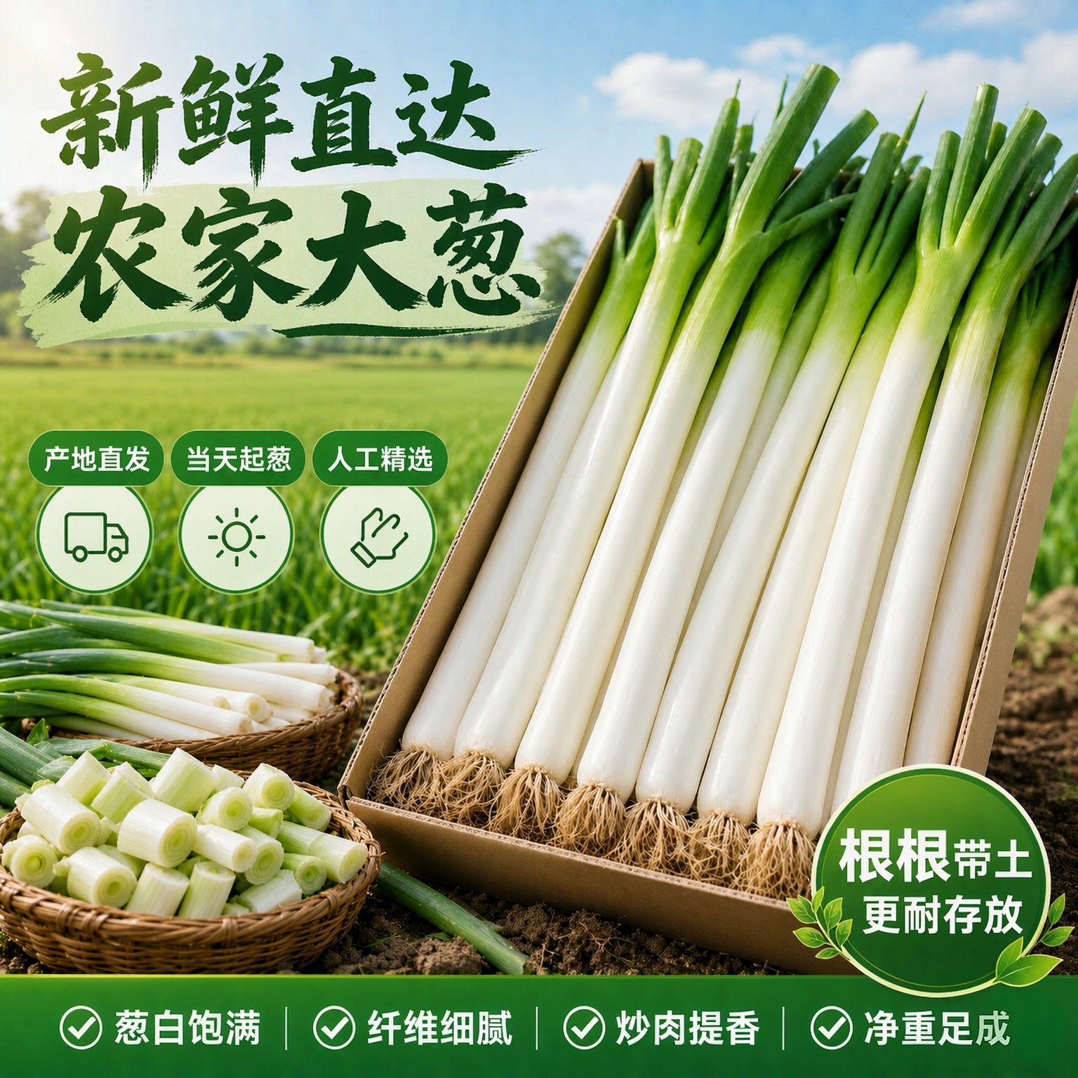 【5斤太便宜】特级山东大葱新鲜长白甜辣农家蔬菜正宗铁杆葱批发