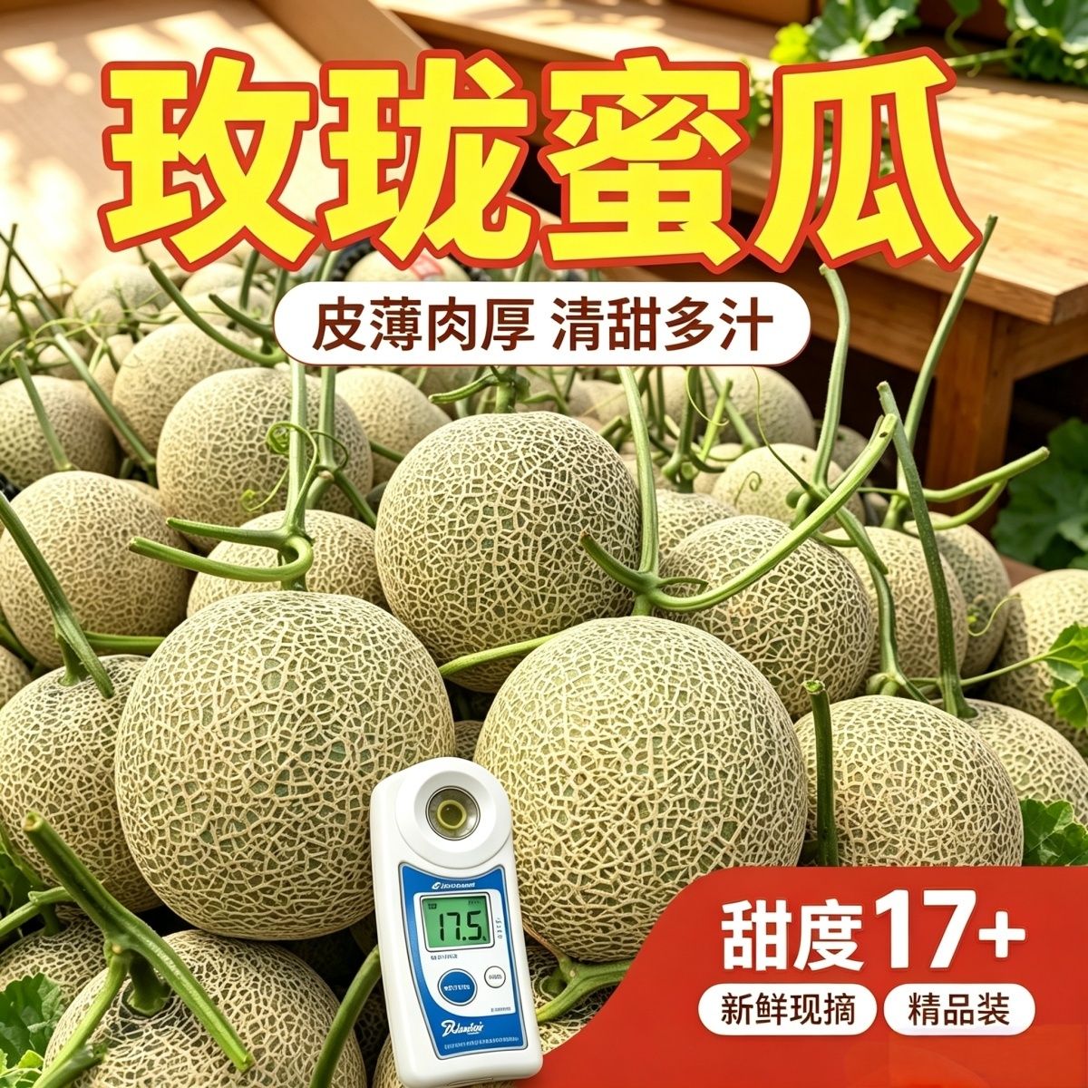 海南精品玫珑蜜瓜蜜瓜冰淇淋网纹香瓜甜瓜哈密瓜绿心网纹瓜当季