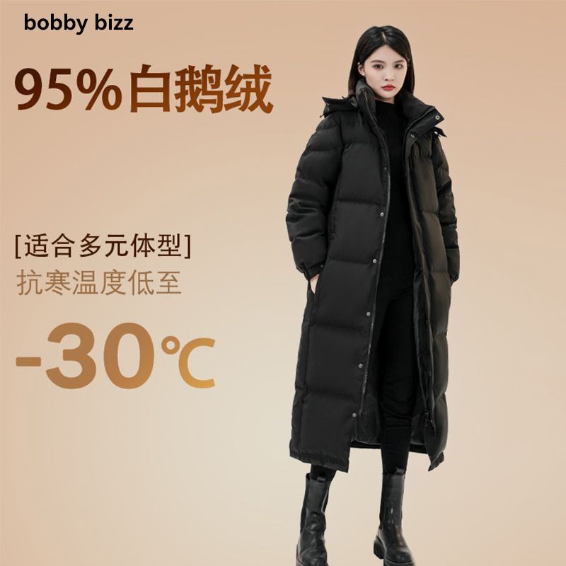 bobby bizz95%白鹅绒羽绒服男女2026新款长款情侣过膝加厚宽松