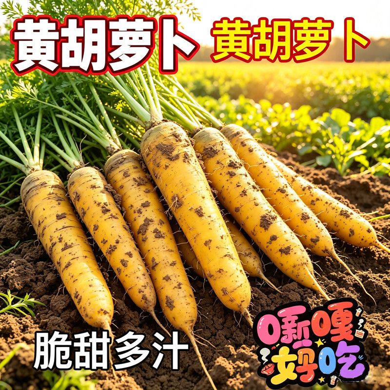 【助农】26年新货黄胡萝卜手抓饭黄萝卜带泥脆甜黄心胡萝卜蔬菜