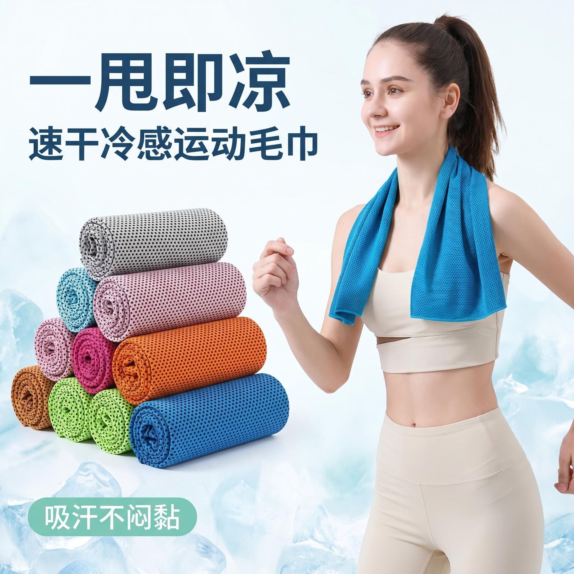 运动冷感冰凉巾降温毛巾健身房运动户外跑步冰爽吸汗速干男女通用