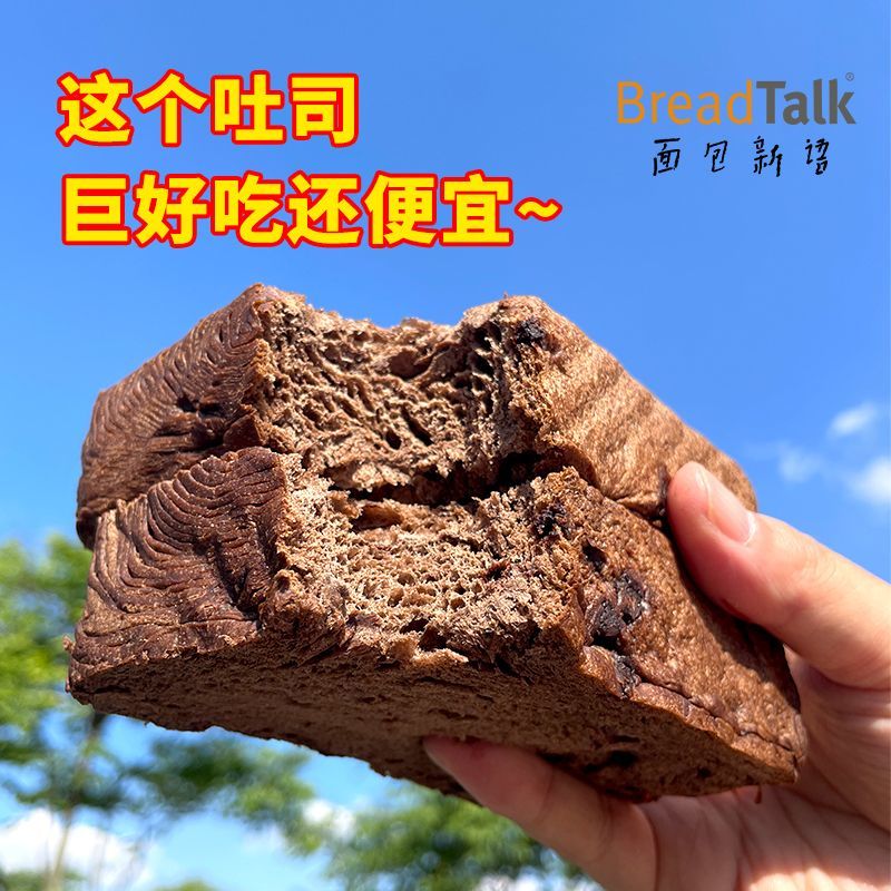 【面包新语】巧克力黄油厚切吐司手撕面包400g整箱营养早餐代餐蛋糕点