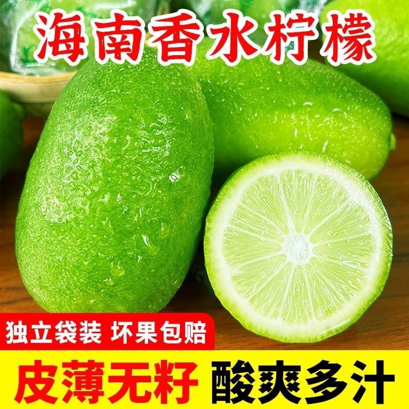 海南无籽香水柠檬鲜果当季青柠檬新鲜奶茶店整箱包邮1斤起彩箱