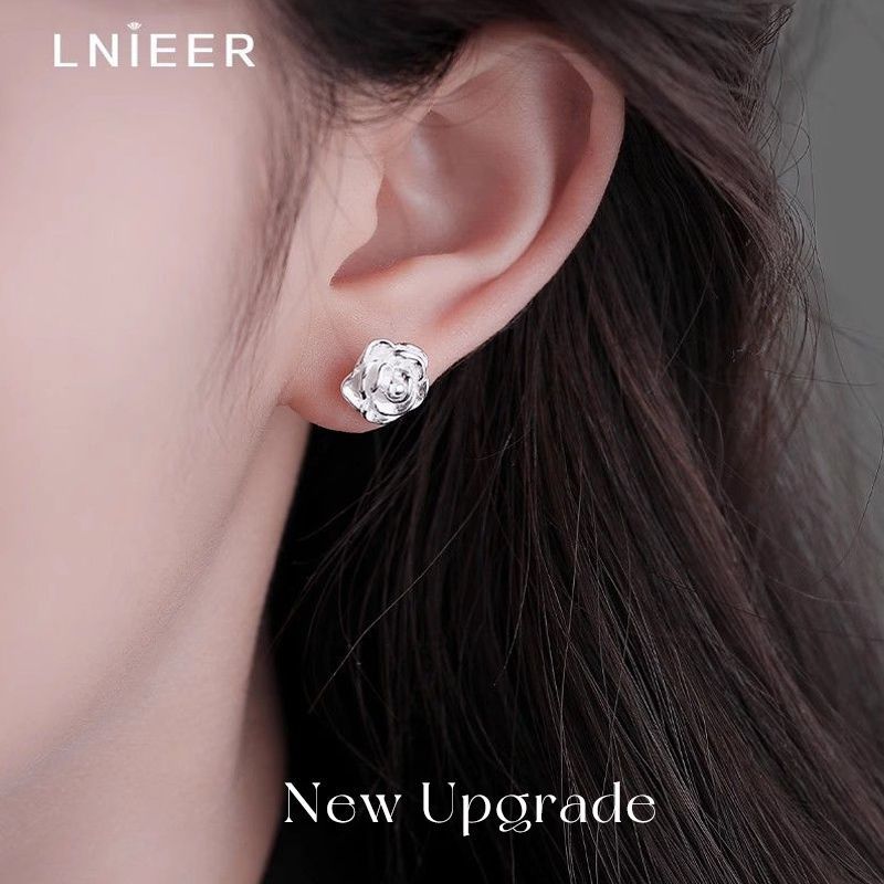 【LNIEER】999银针耳钉女款山茶花养耳洞耳环花朵耳钉潮2026秋冬耳饰