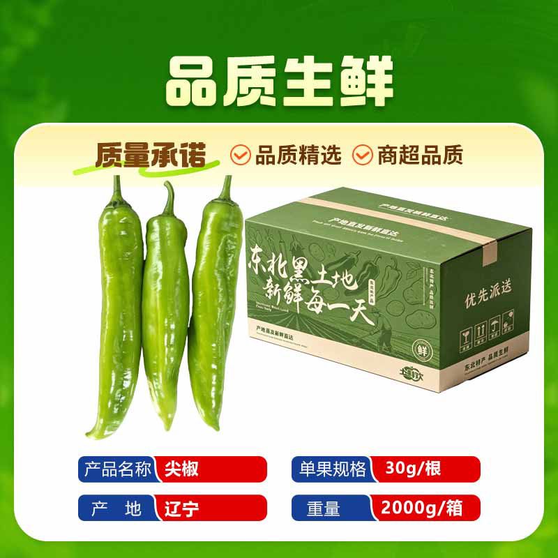 彩箱发货净重4斤农家现摘自种薄皮尖椒微辣青椒黄皮羊角辣椒牛角