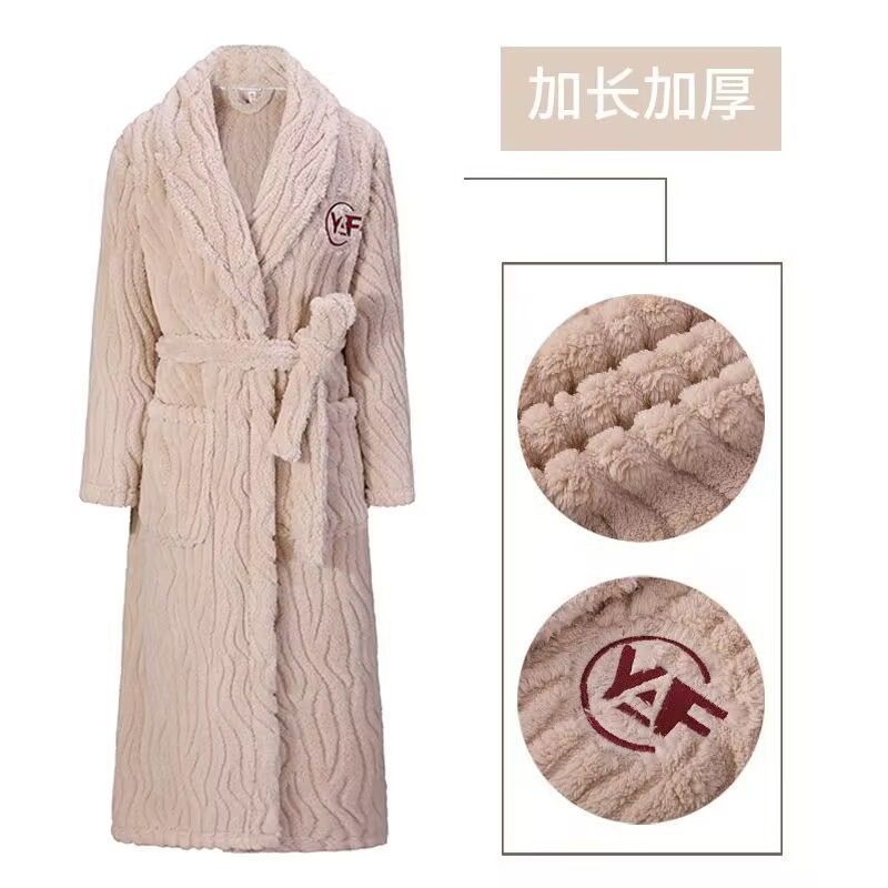 珊瑚绒超厚冬季加厚保暖长款情侣睡袍女珊瑚绒浴袍男睡衣大码浴袍
