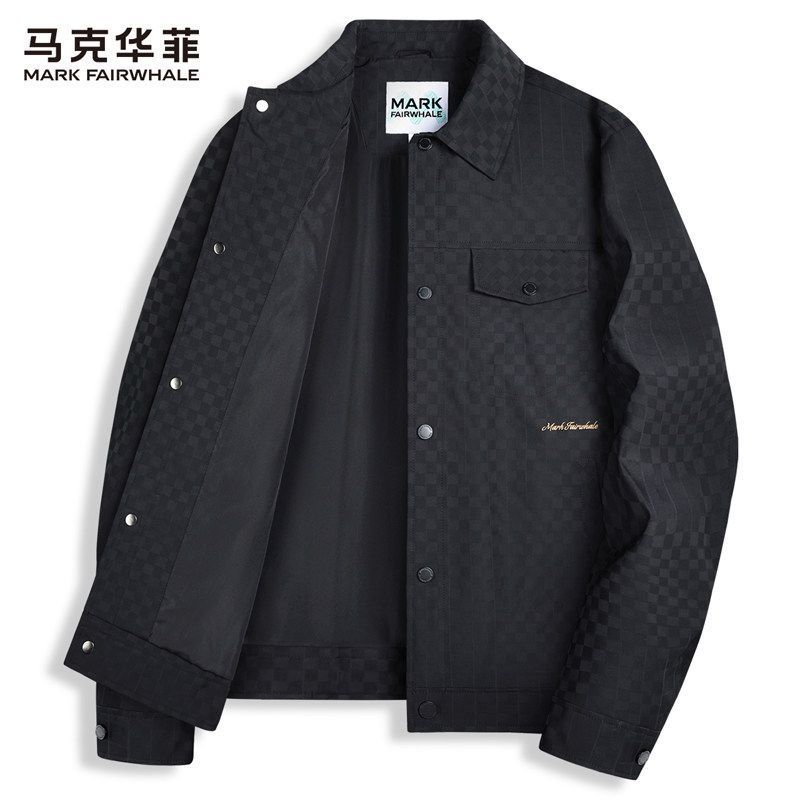 【棋盘格】马克华菲翻领休闲夹克男秋季百搭潮流刺绣防风外套上衣