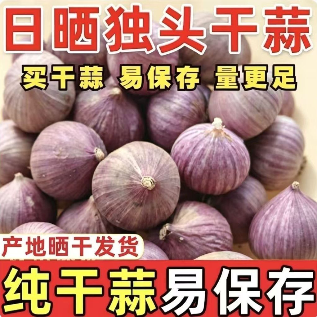 2026年云南紫皮独头蒜干蒜头大蒜批发晾晒干独蒜蔬菜圆头蒜新大蒜