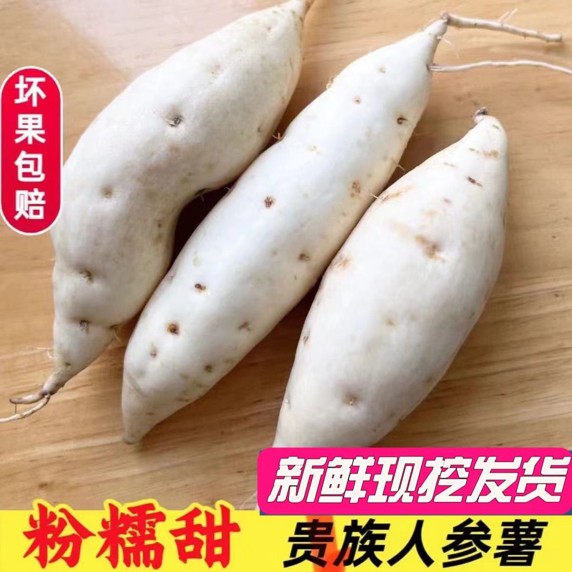 广东湛江正宗网红牛奶人参薯白皮白心板栗薯粉糯香甜无丝新鲜现挖