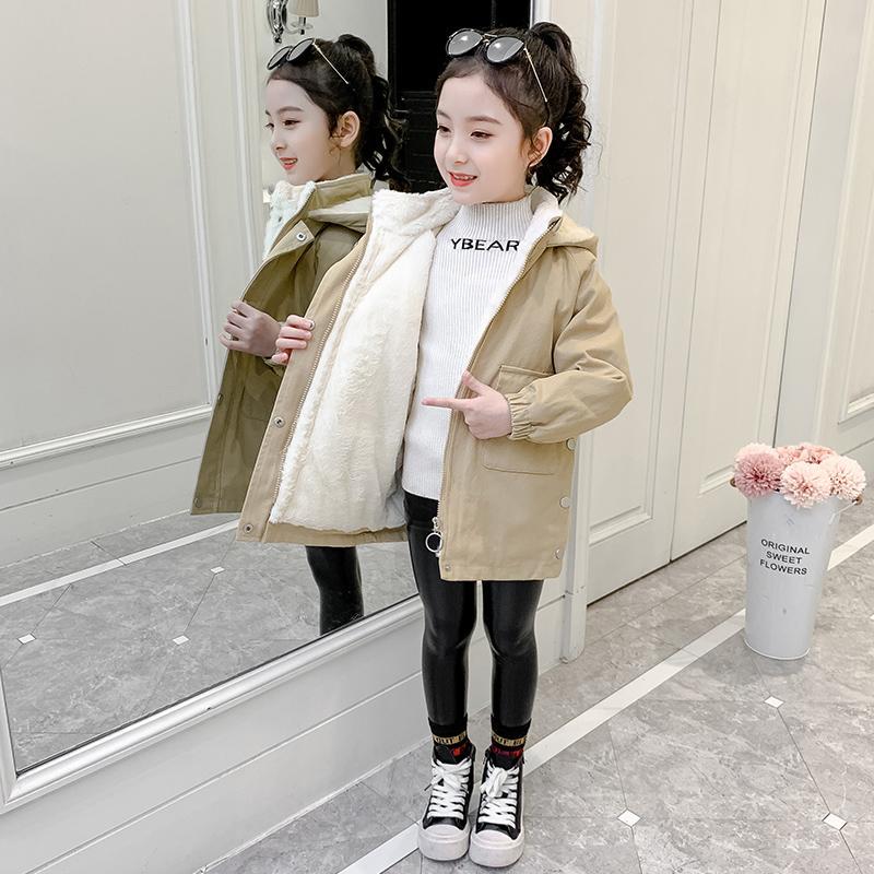 女童外套2026新款韩版加绒加厚春秋冬中大童小孩冬天派克服风衣潮