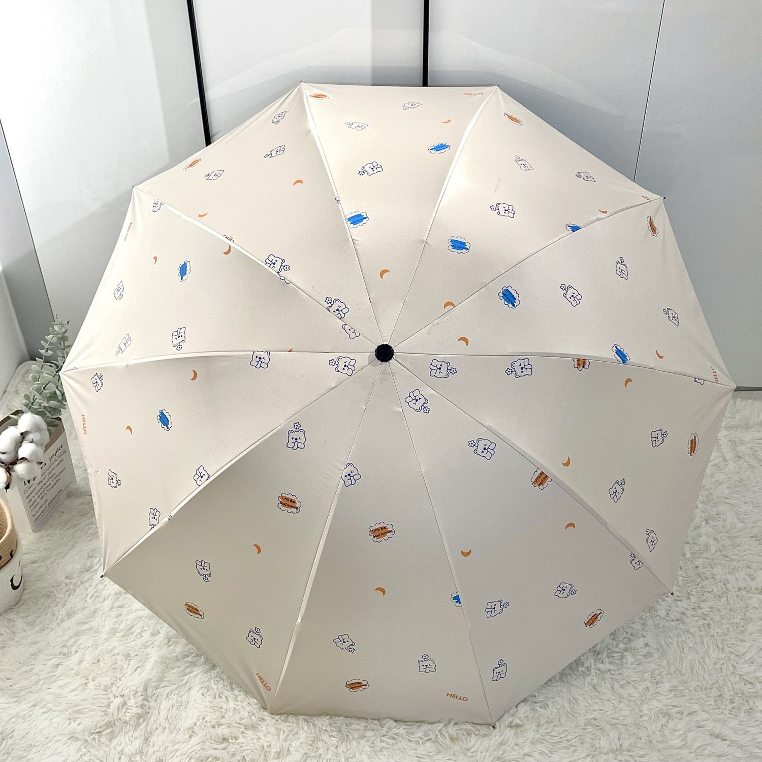 天堂鸟正品中学生晴雨伞两用加大10骨双人成年人ins小熊防晒三折
